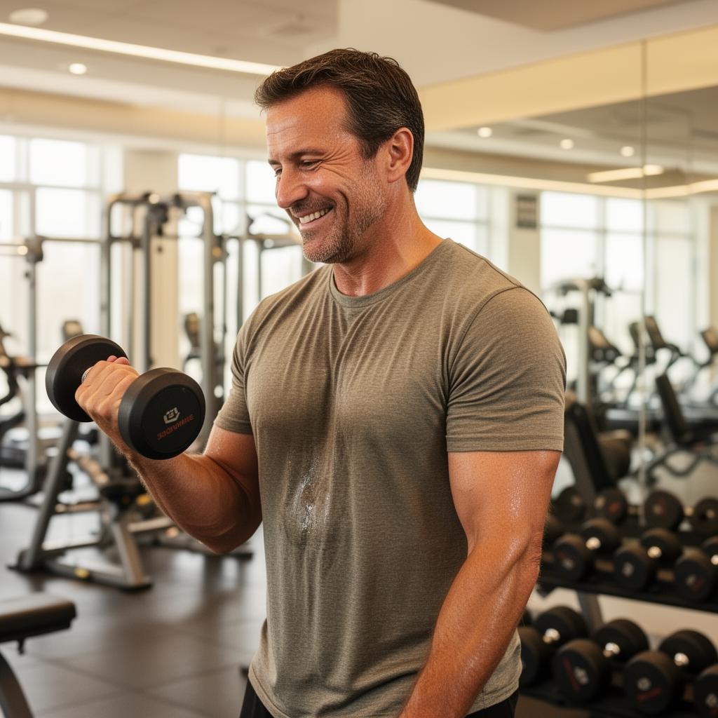 Man training with weights showing renewed strength and vitality
